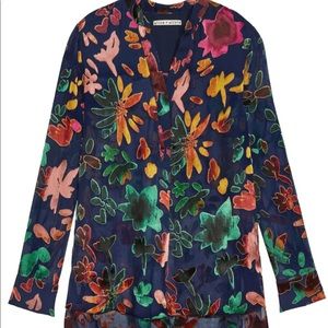 Alice + Olivia Burnout Velvet Tunic